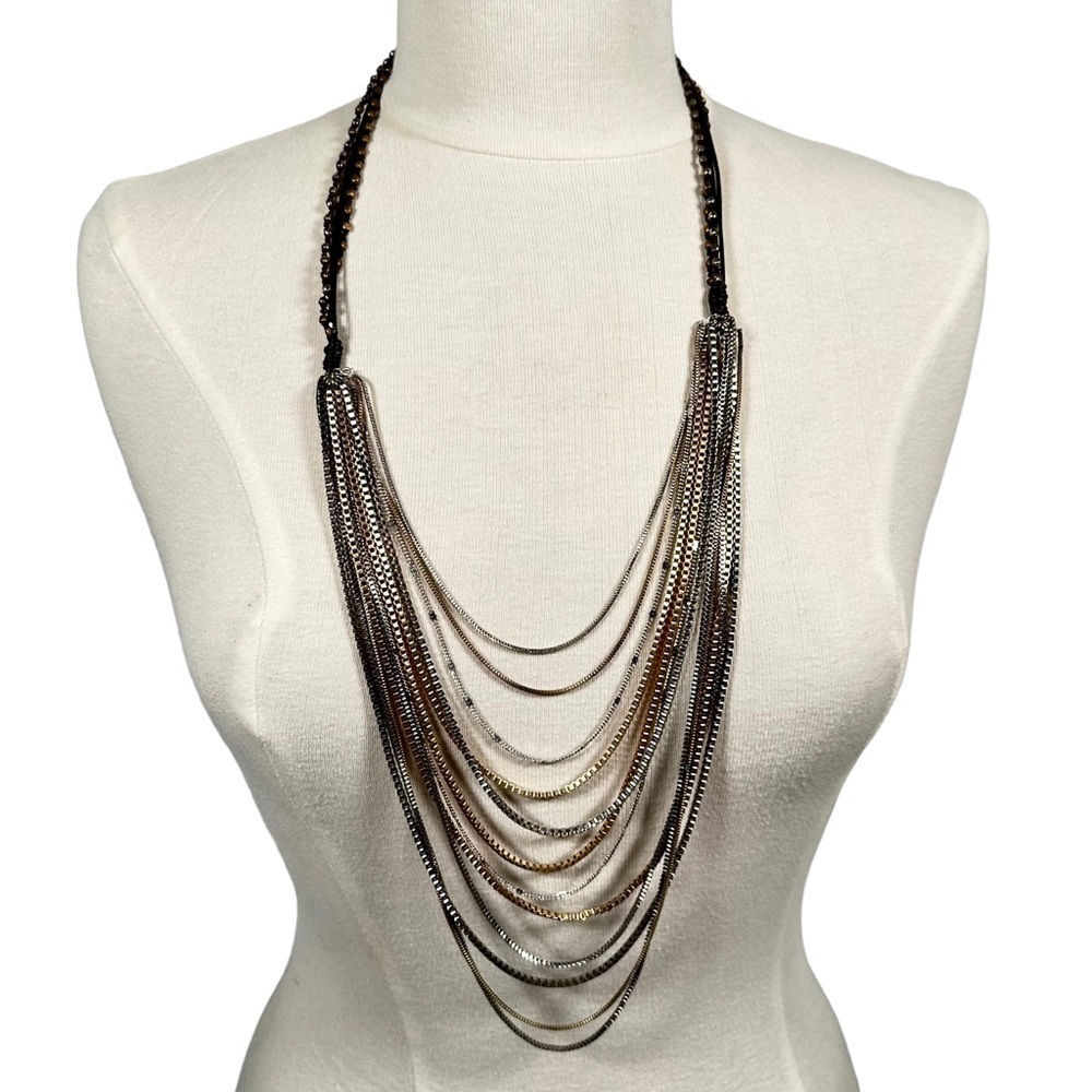 Mixed 12-Strand Metal Snake Coil Layered Necklace